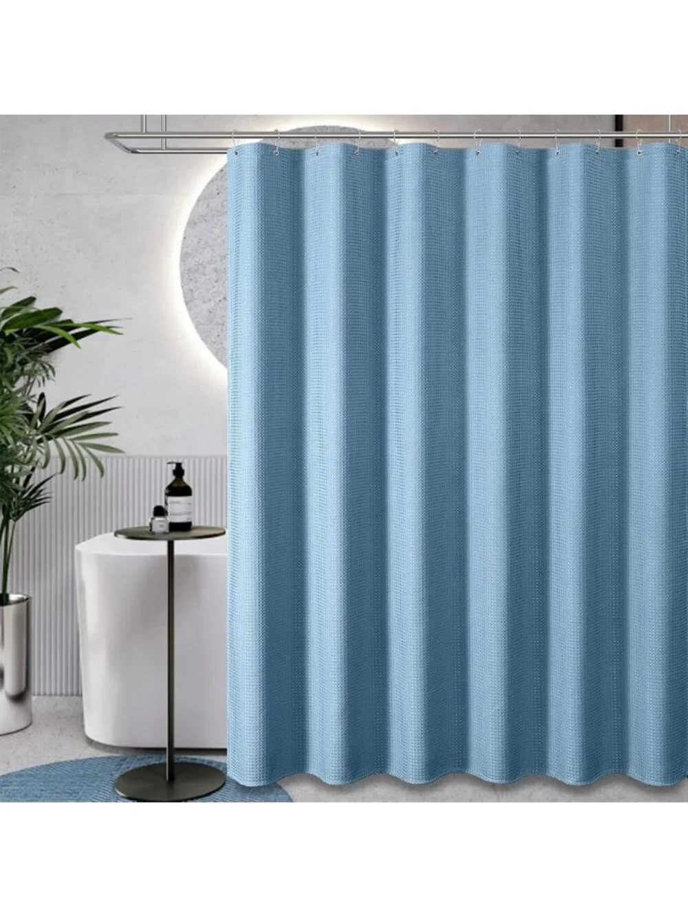 Luxury Moonlight Blue Waffle Shower Curtain 72